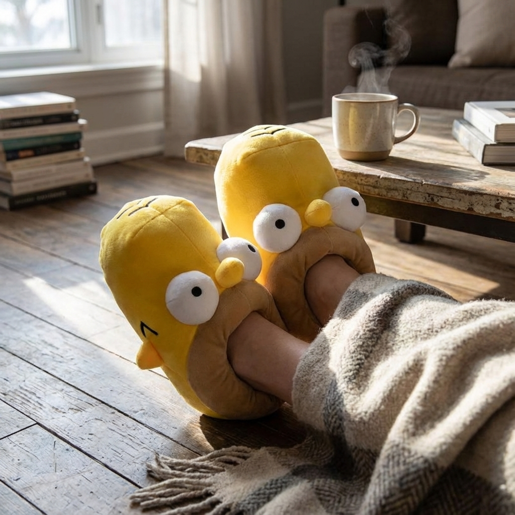 28CM Anime The Simpsons Peluche Cotton Slippers Winter Warm Kawaii Home Non-slip Slippers Shoes Decoration Xmas Birthday Gift