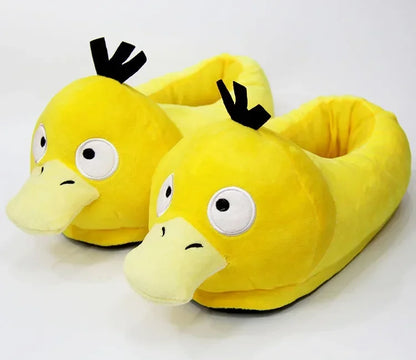 Cartoon Anime Slippers Cotton Slippers Monster Pocket Snorlax Plush Slippers Men's Winter Warm Shoes Couple Gift Plush Gift