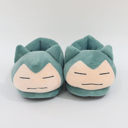 Cartoon Anime Slippers Cotton Slippers Monster Pocket Snorlax Plush Slippers Men's Winter Warm Shoes Couple Gift Plush Gift